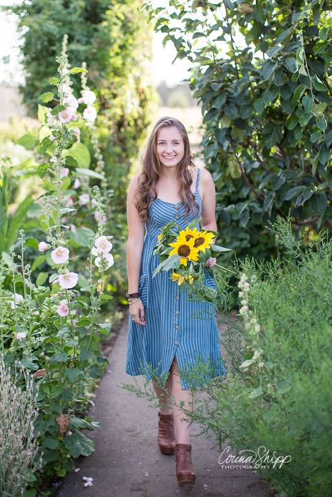 Corina Shipp Photography-Camas Senior Photographer-teen girl walking in flower garden